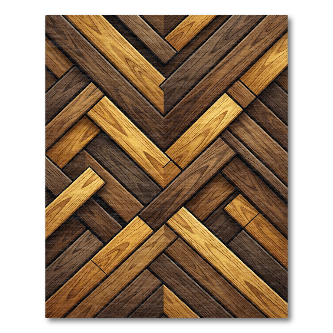 Alternating Wood Grain Parquet Rug