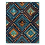 Vibrant Teal and Orange Desert Cactus Diamond Rug
