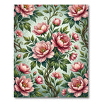 Elegant Pink Peony Botanical Art Rug