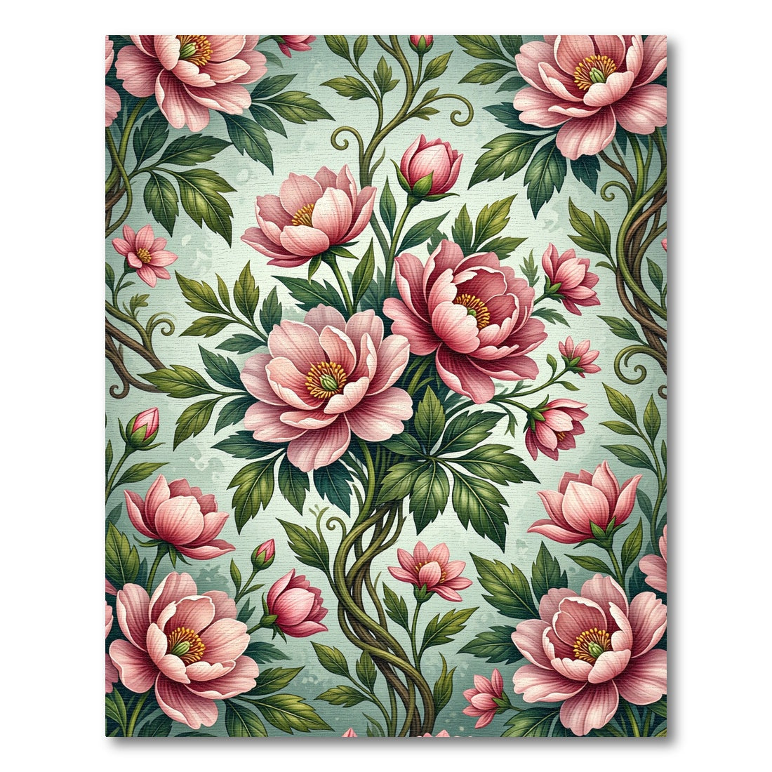 Elegant Pink Peony Botanical Art Rug