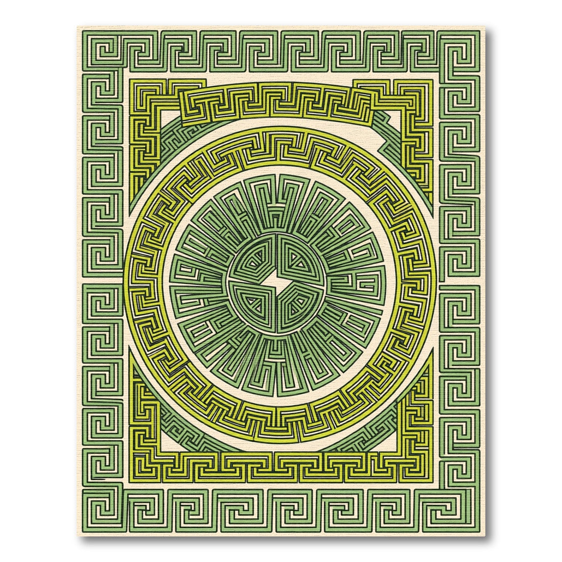 Green Golden Maze Geometric Rug