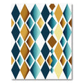 Golden Teal Diamond Geometric Tiling Rug