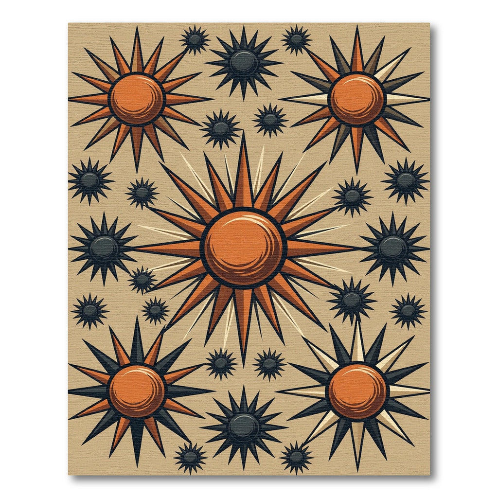Celestial Burnt Orange Starburst Earthy Rug
