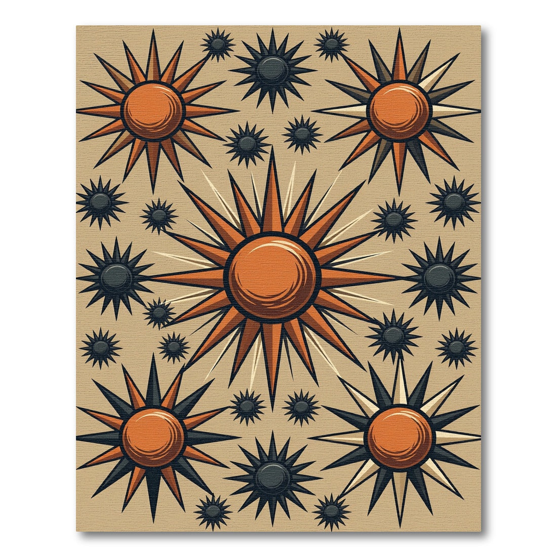 Celestial Burnt Orange Starburst Earthy Rug