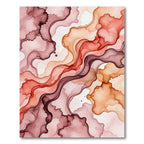 Abstract Terracotta and Burgundy Flowing Wave Rug