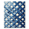 Contemporary Navy Blue Intersecting Grid Rug