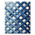 Contemporary Navy Blue Intersecting Grid Rug