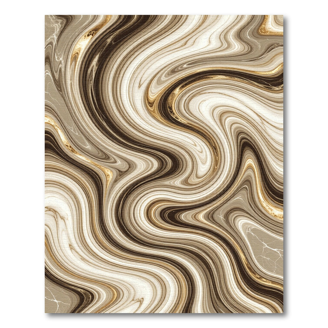 Elegant Cream Marble Swirl Gold Rug
