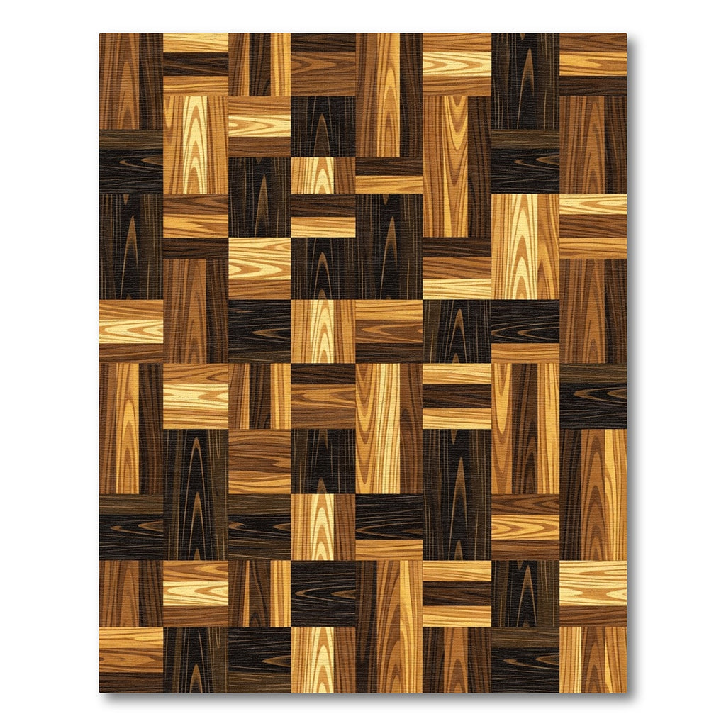 Rich Earthy Wood Paneled Parquet Rug