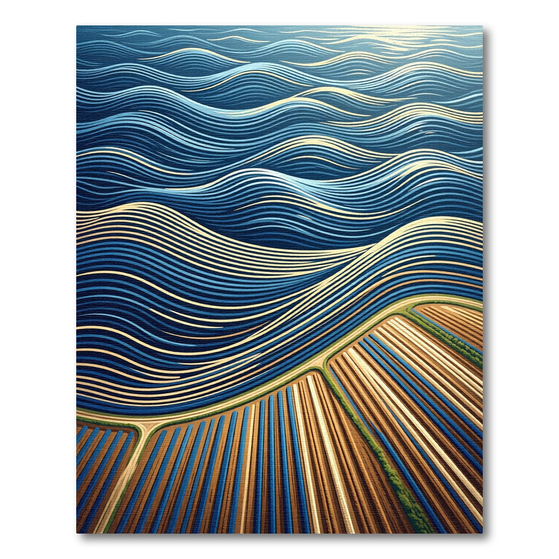 Abstract Wave and Earthy Terrain Rug