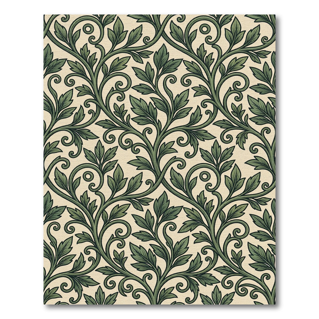 Elegant Sage Green Acanthus Vine Scroll Rug