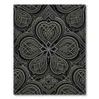 Ornate Black Silver Interlocking Scrolls Rug