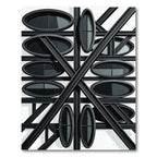 Geometric Charcoal Oval Intersecting Lines Rug