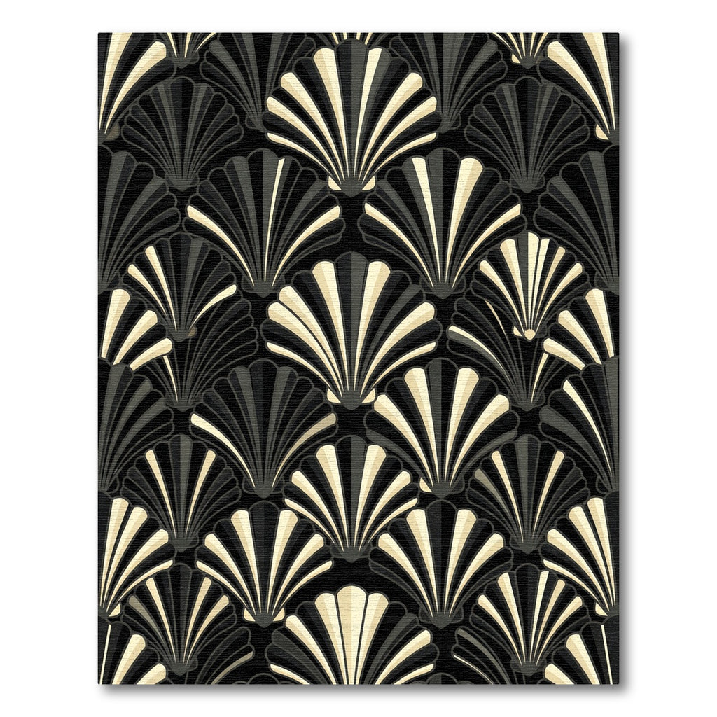 Black Gold Art Deco Shell Stripe Rug