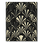 Black Gold Art Deco Shell Stripe Rug