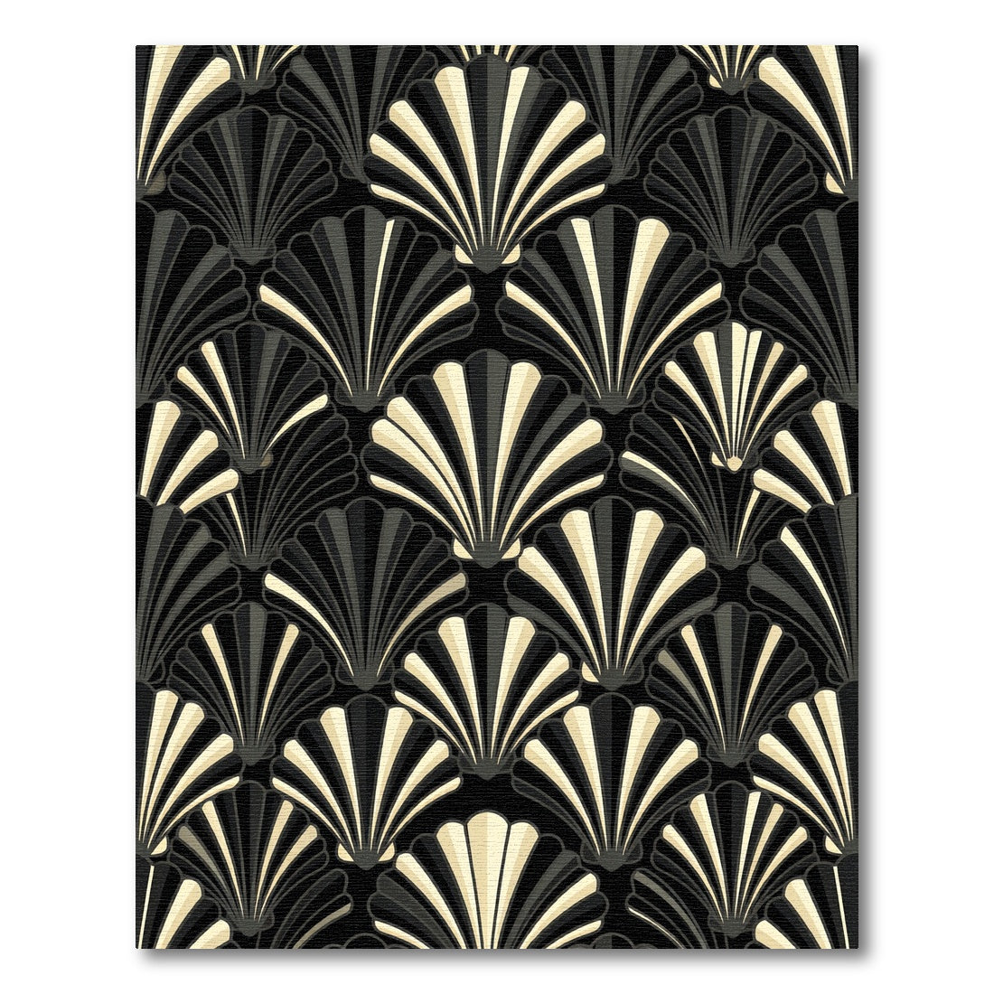 Black Gold Art Deco Shell Stripe Rug