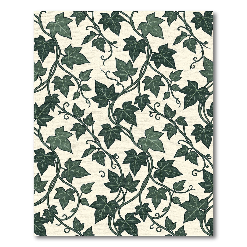 Dark Green Ivy Vine Cream Rug