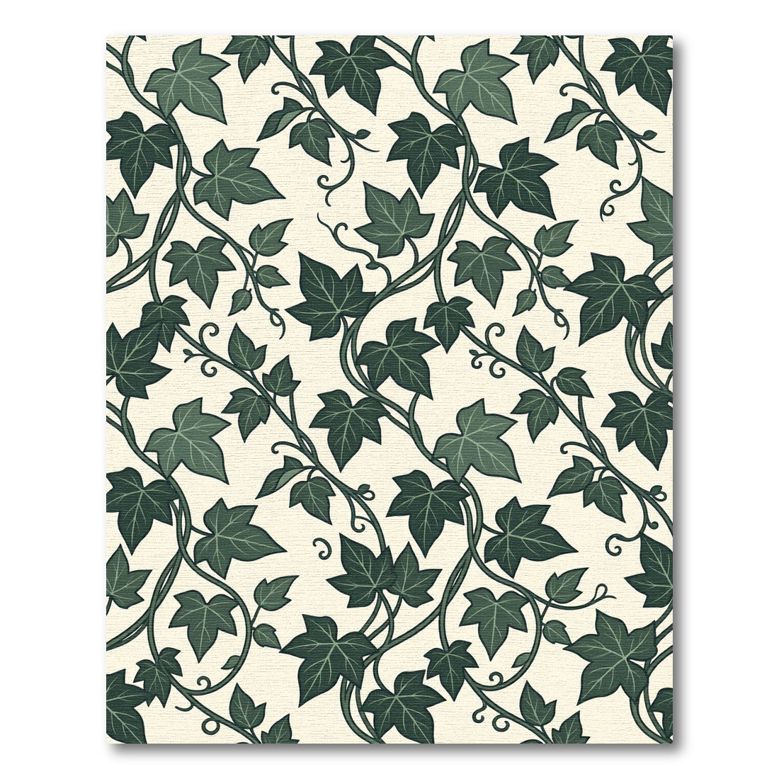 Dark Green Ivy Vine Cream Rug