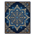 Ornate Blue Gold Mandala Intricate Art Rug