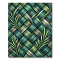 Woven Green Tropical Leaf Blend Rug
