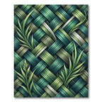 Woven Green Tropical Leaf Blend Rug