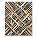 Modern Golden Gray Linear Grid Rug