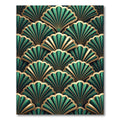 Art Deco Emerald Gold Fan Layer Rug