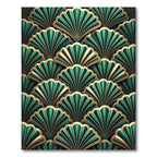 Art Deco Emerald Gold Fan Layer Rug