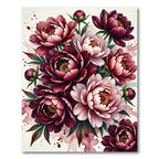 Crimson Pink Blooming Peony Bouquet Rug