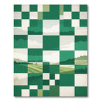 Emerald Checkerboard Landscape Scenic Rug