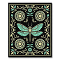 Aqua Yellow Dragonfly Floral Border Rug