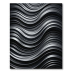 Sleek Black Silver Wave Flow Rug