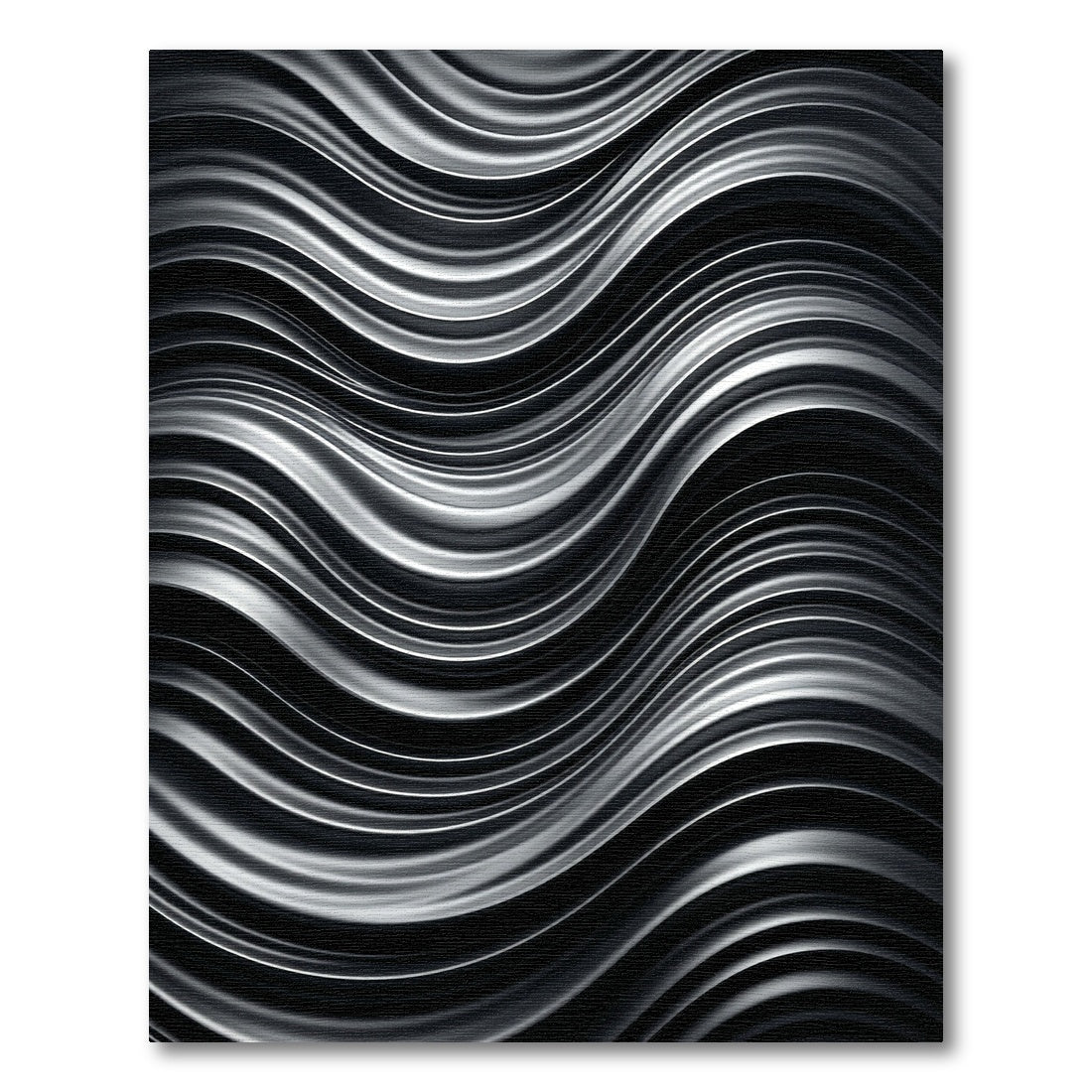 Sleek Black Silver Wave Flow Rug
