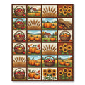 Autumn Harvest Pumpkin Wheat Sunflowers Grid Rug