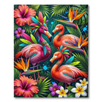Vibrant Tropical Flamingo Jungle Paradise Rug