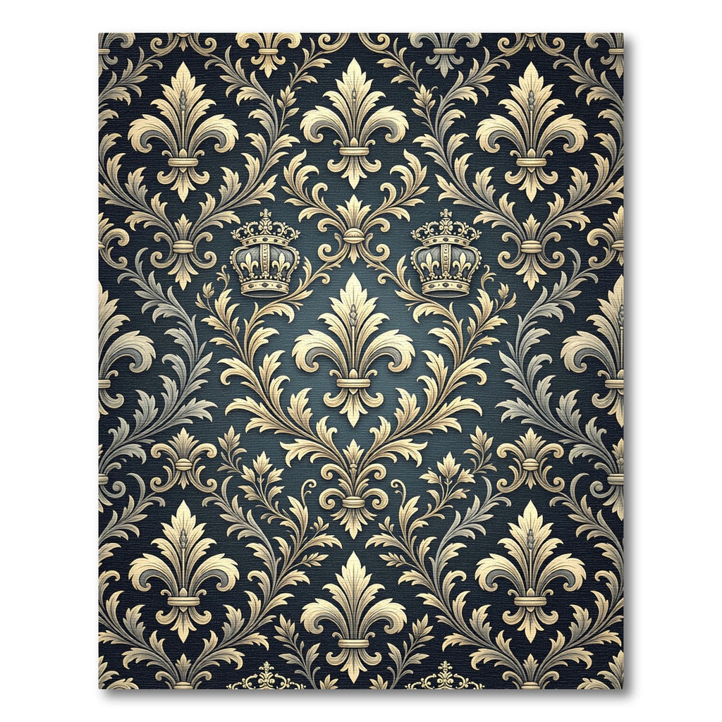 Elegant Gold Fleur De Lis Crown Rug
