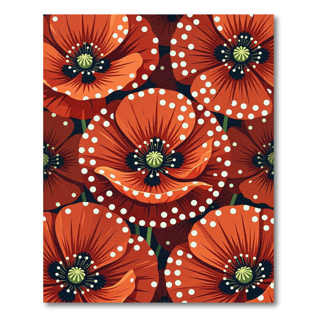 Bold Red Poppy Polka Dot Bloom Rug