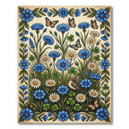 Blue Cornflower and Daisy Botanical Meadow Rug