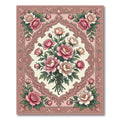 Pink Floral Bouquet Vintage Frame Rug