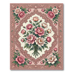 Pink Floral Bouquet Vintage Frame Rug