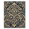 Elegant Gold Silver Scrollwork Rug