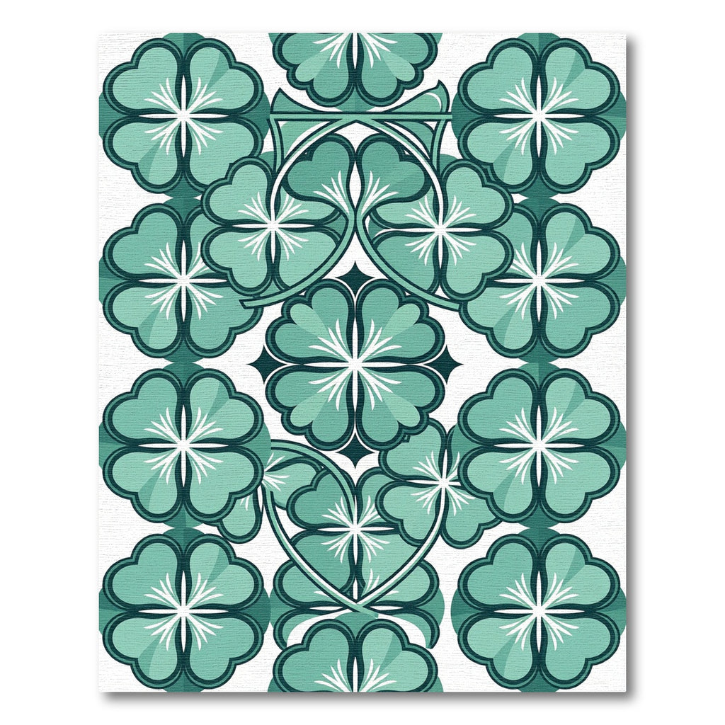 Aqua Clover Floral Abstract Rug