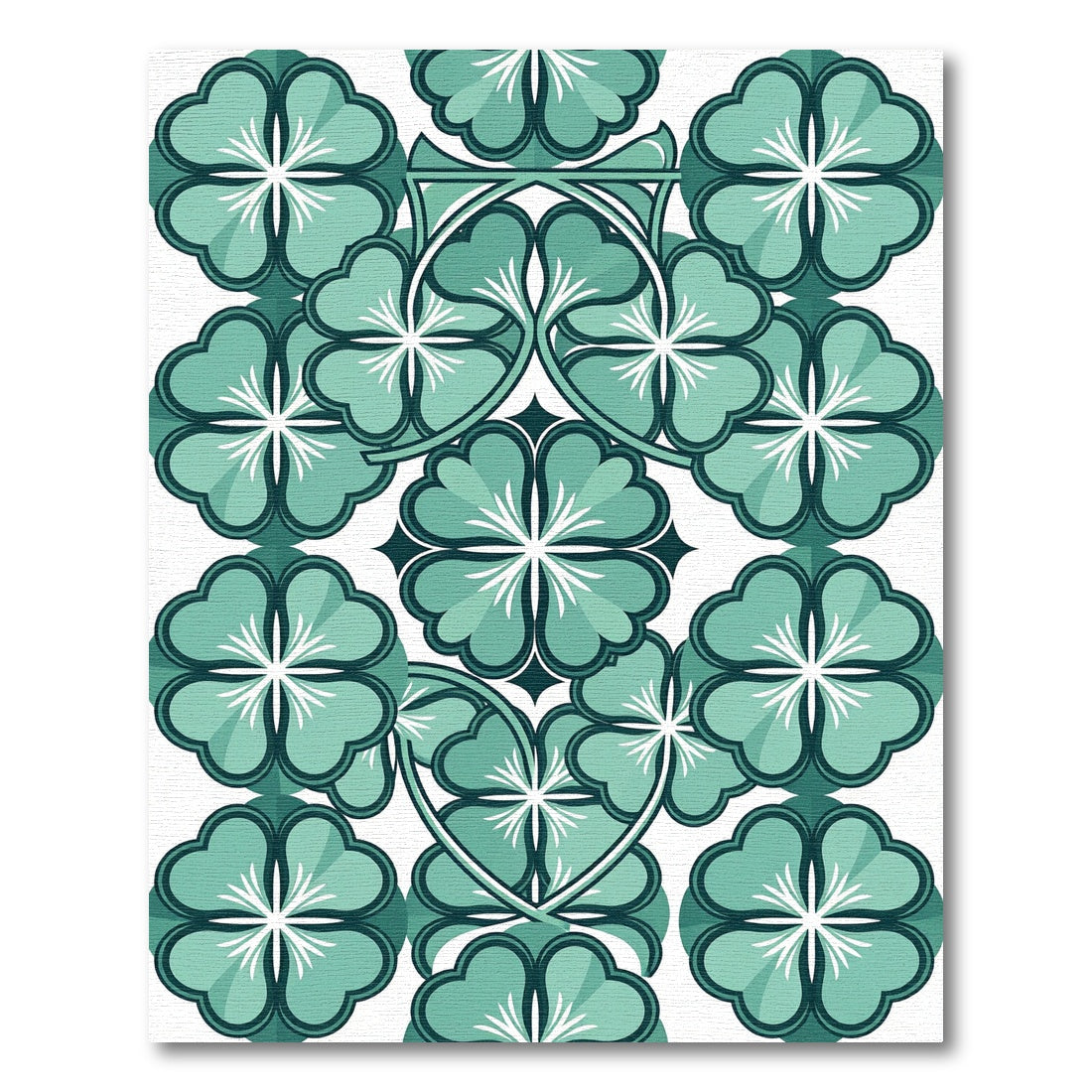 Aqua Clover Floral Abstract Rug