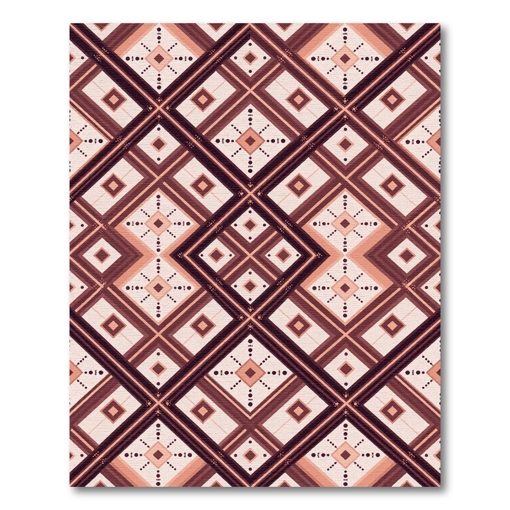 Terracotta Diamond Geometric Lattice Rug
