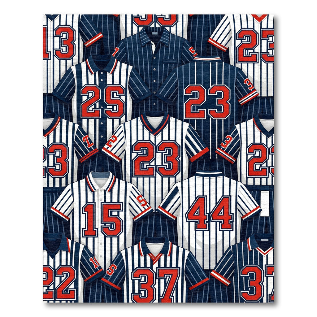 Navy White Red Jersey Number Collage Rug