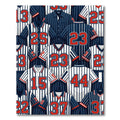 Navy White Red Jersey Number Collage Rug
