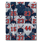 Navy White Red Jersey Number Collage Rug