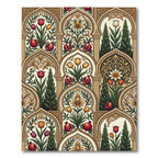 Rich Pomegranate Tulip Archway Garden Rug