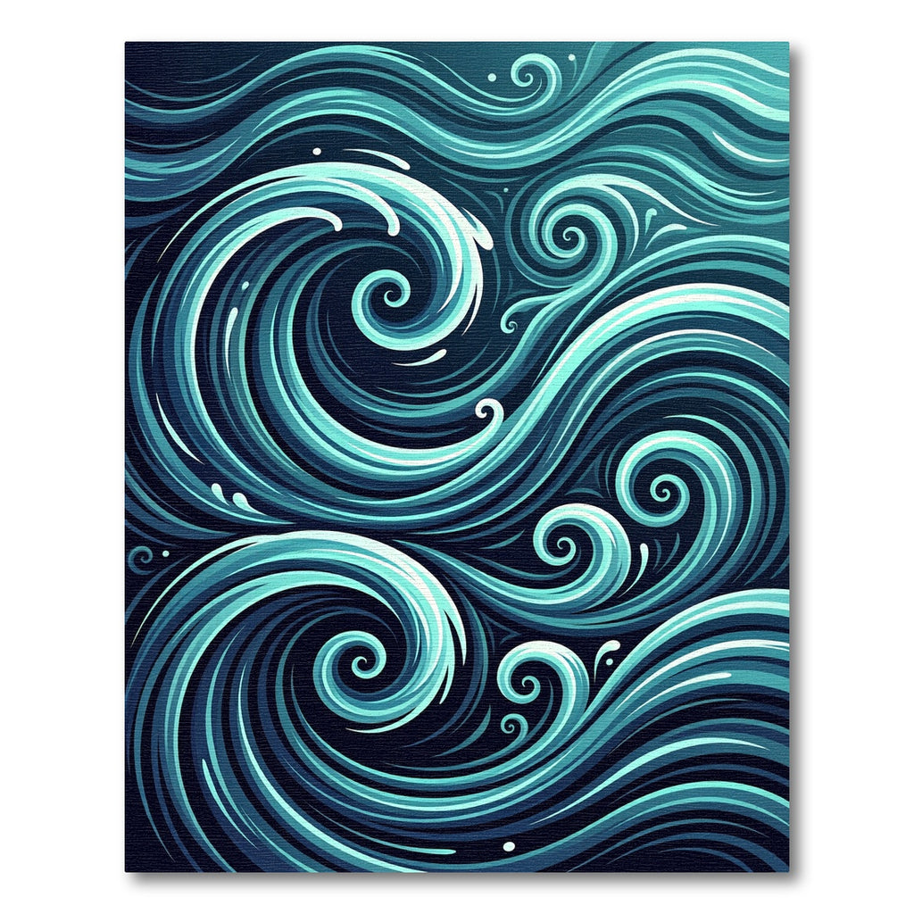 Deep Teal Ocean Swirl Waves Rug
