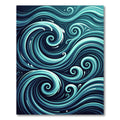 Deep Teal Ocean Swirl Waves Rug